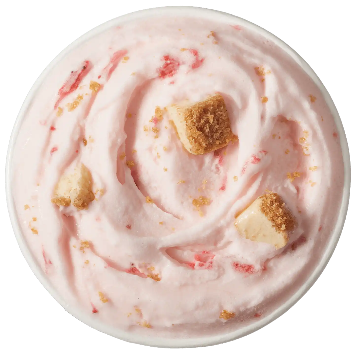 Fresa Pay de Queso Blizzard de DQ con cuchara roja.